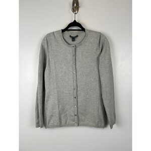 NWT Banana Republic Gray‎ Silk Cotton Button Up Cardigan Sweater Size Small Y2K